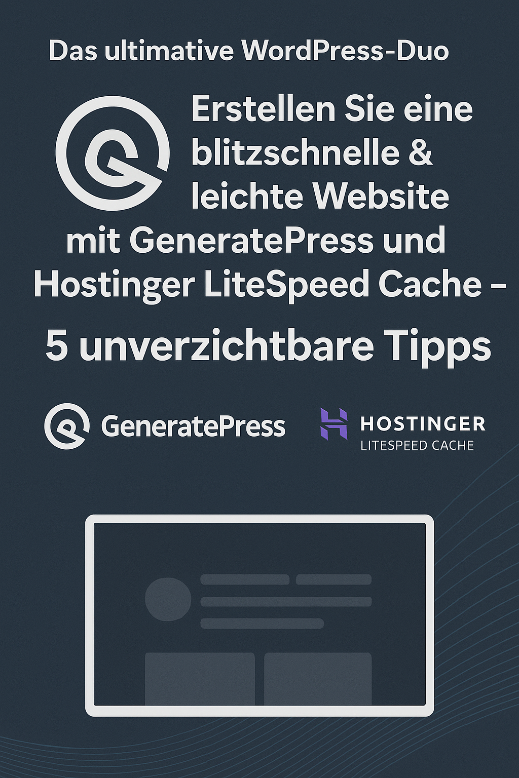 Das ultimative WordPress-Duo: Erstellen Sie eine blitzschnelle & leichte Website mit GeneratePress und Hostinger LiteSpeed Cache – 5 unverzichtbare Tipps